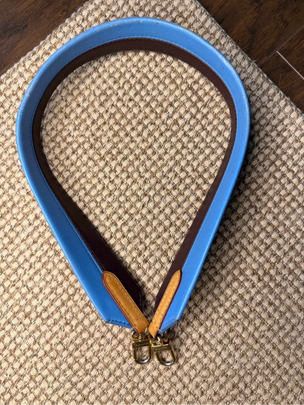 Leather Louis Vuitton blue and brown shoulder strap